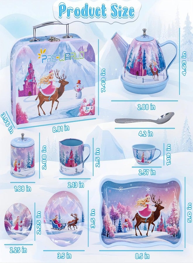 PRE-WORLD Tea Party Sets for Toddlers 3-5,PRE-WORLD Princess Tea Time Toy with Tray, Teapot, Tea Cups, Cream Pitcher, Sugar Bowl, Coasters, Plates，Kids Kitchen Pretend Play for Girls Boys Age 3 4 5 6 - Image 4